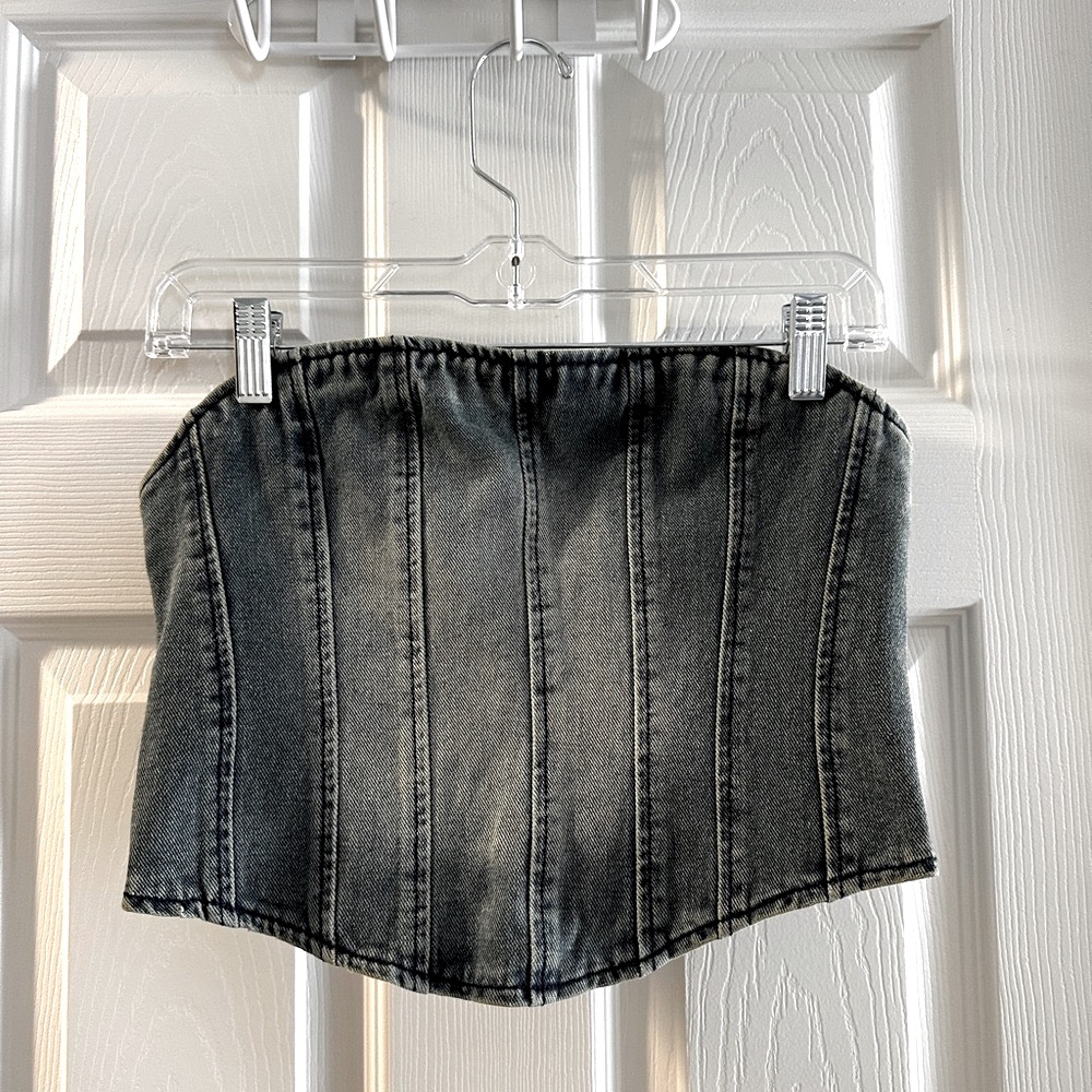 Denim Strapless Corset Top